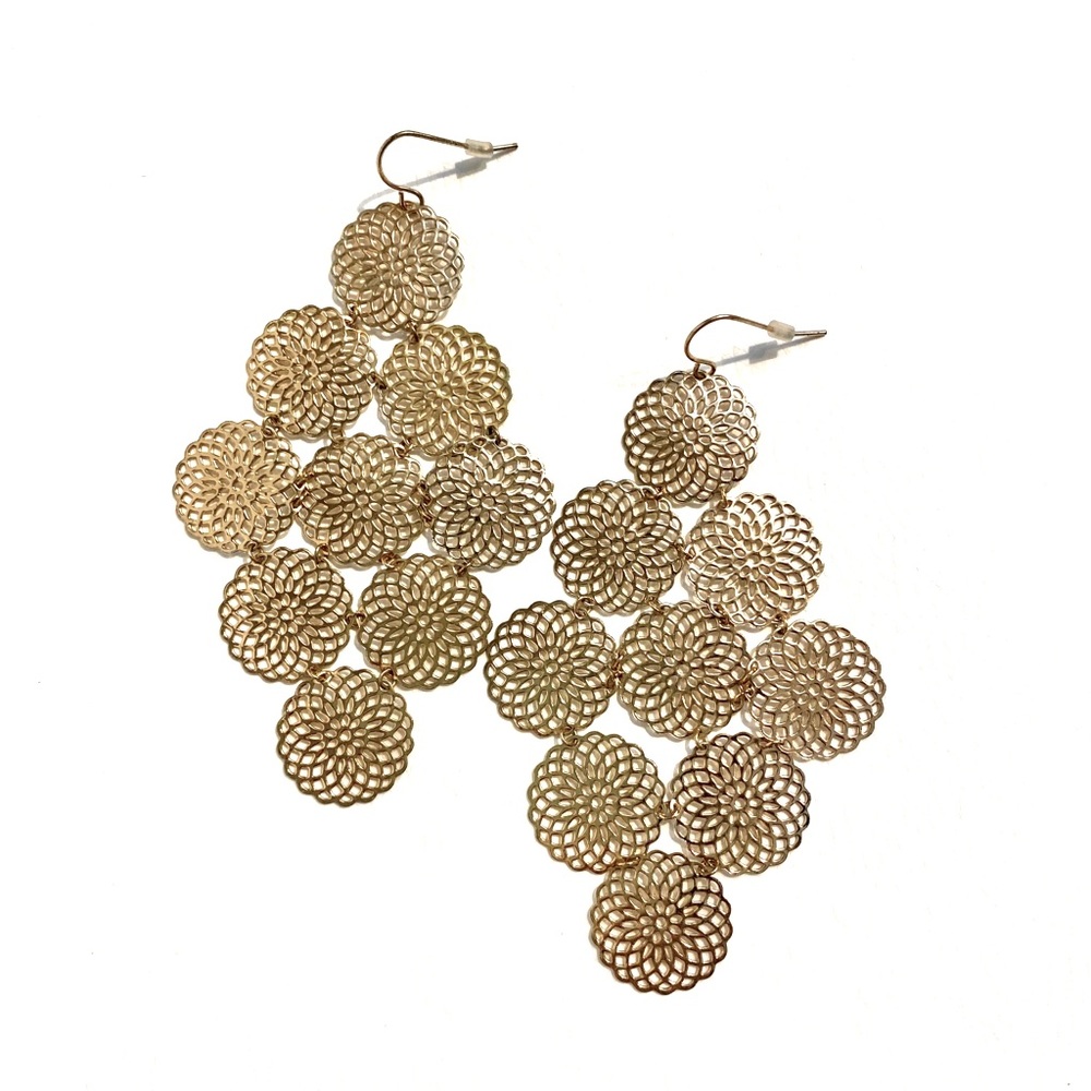 Multi-Disc Gold Dangle Drop Earrings